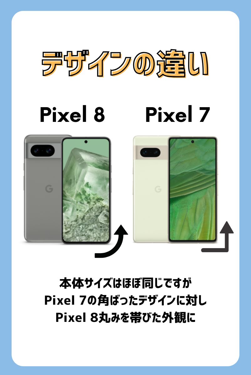 Pixel 8とPixel 7のデザインの違い