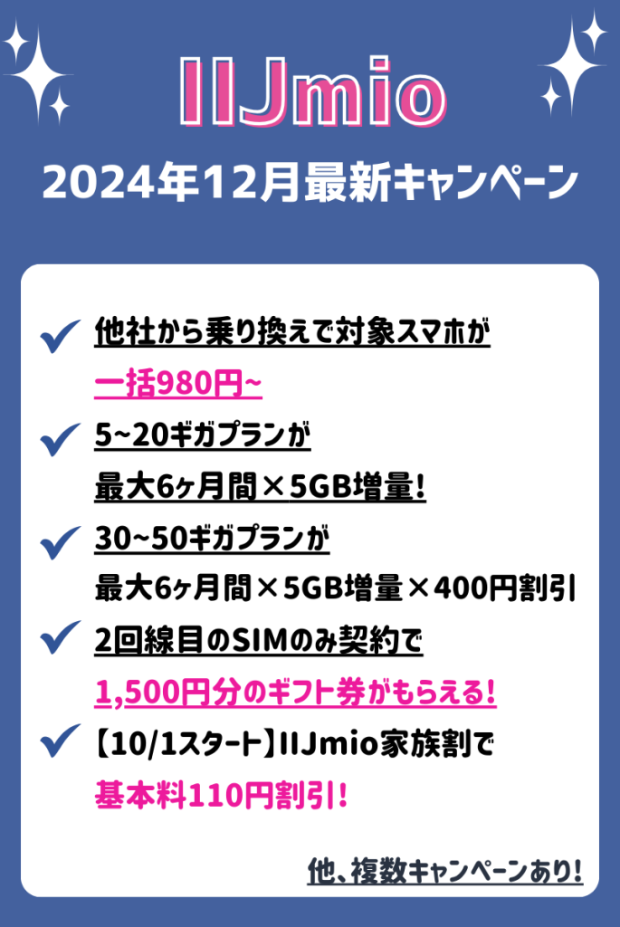 断言！IIJmioのキャンペーンまとめ【2024年12月】