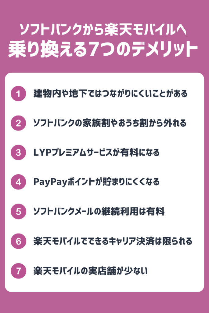 ソフトバンクから楽天モバイルに乗り換える7つのデメリット・注意点
