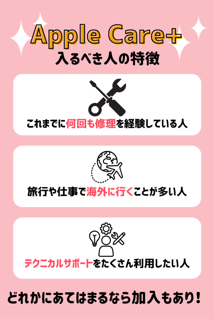 逆にApple Care+に入るべき人の特徴は?