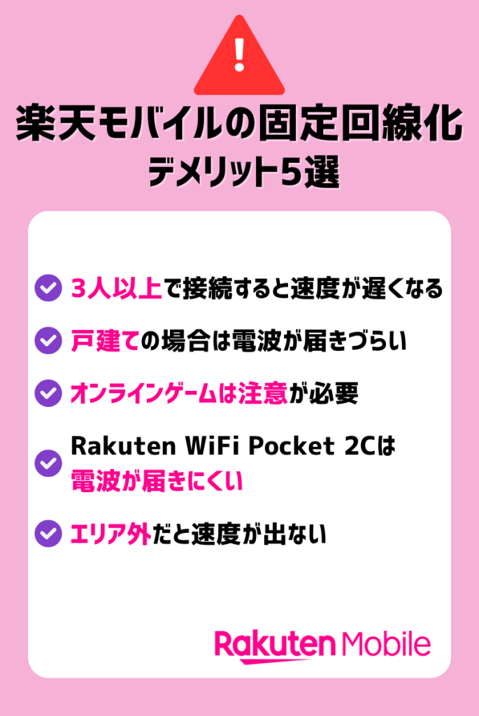 楽天モバイルを固定回線化するデメリット5選