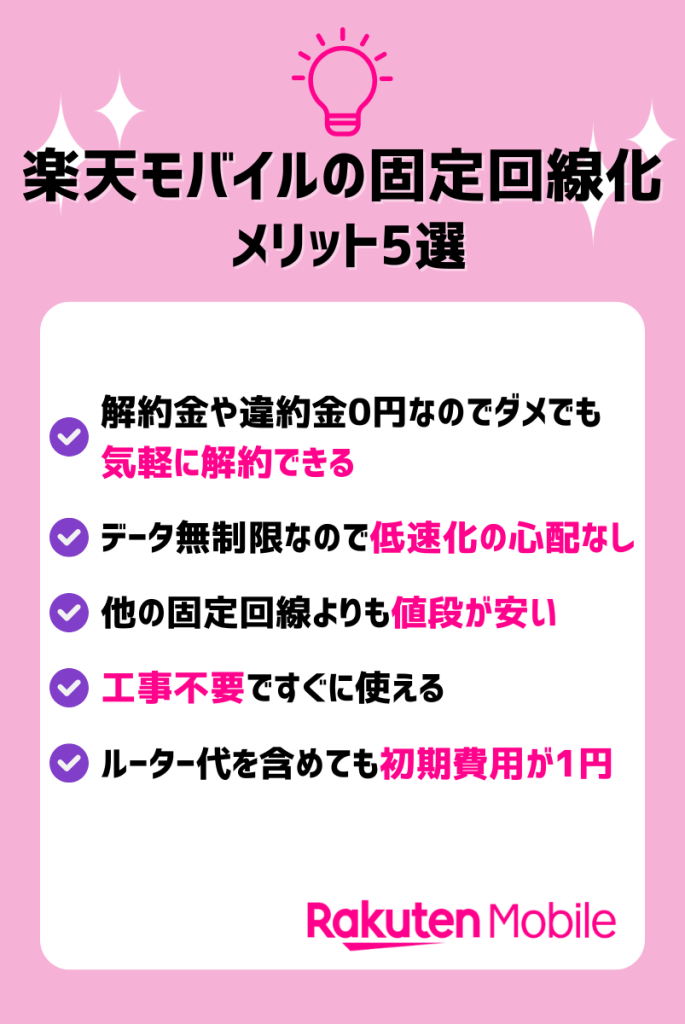 楽天モバイルを固定回線化するメリット5選