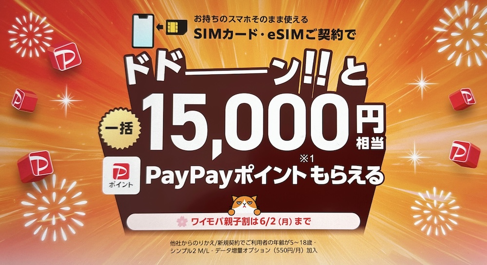【ヤフー店】SIMのみ契約で最大15,000PayPayポイント還元