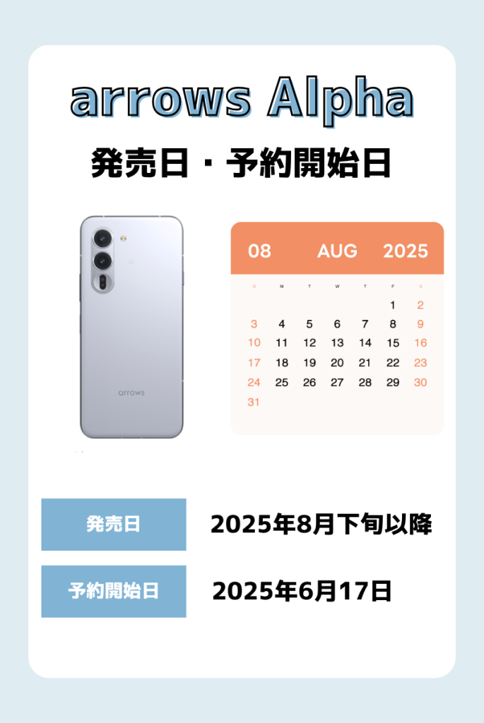 断言!arrows Alphaは2025年8月下旬以降にドコモから発売