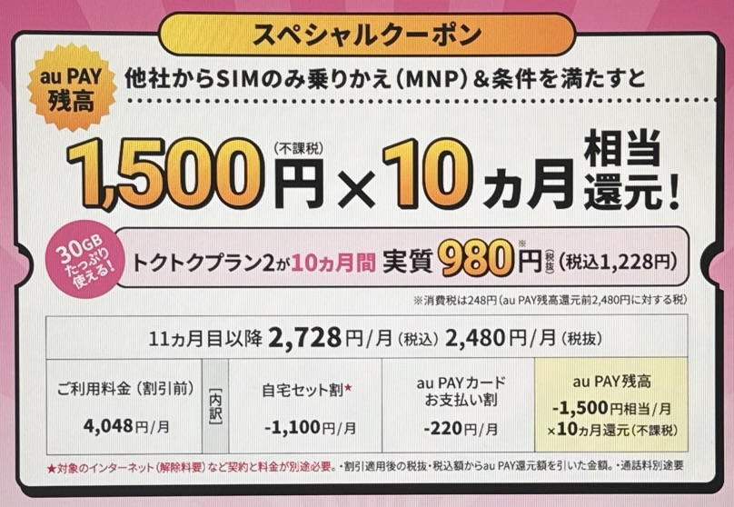 UQモバイルスペシャルクーポン