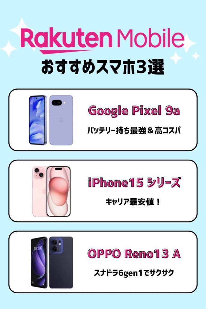 楽天モバイルのおすすめスマホ・おすすめしないスマホ一覧