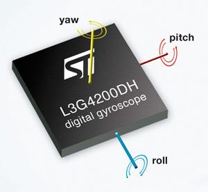 STMicro、FIFOメモリブロックを集積した3軸デジタルジャイロを発表