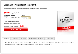 米Oracle、Sun ODF Plugin for Microsoft Officeを有償化