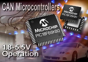 Microchip、低コストのCAN内蔵PIC18のラインナップを拡充