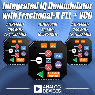 ADI、ブロードバンド通信向け直交復調器2製品を発表