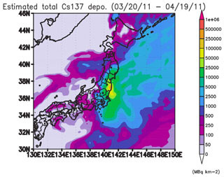 USRAなど、原発から放出されたセシウム137の全国沈着量/土壌中濃度を解析
