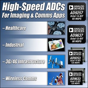 ADI、4/8ch高速A/Dコンバータ4製品を発表