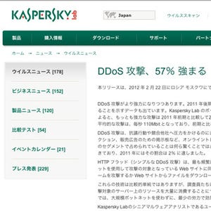 2011年後期のDDoS攻撃、前期より57%強まる - カスペルスキー発表