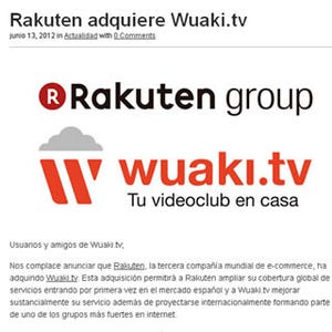 楽天、スペインの動画配信サービス「Wuaki.tv」を買収