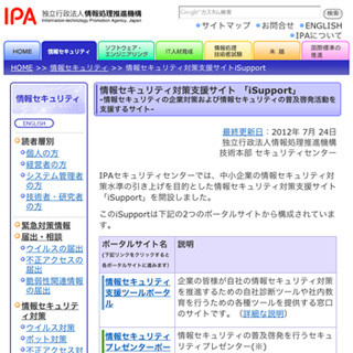IPA、中小企業向けの情報セキュリティ対策支援サイト「iSupport」を開設
