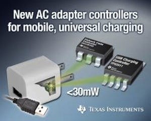 TI、ユニバーサルチャージング規格対応の低消費電力電源アダプタ用ICを発表