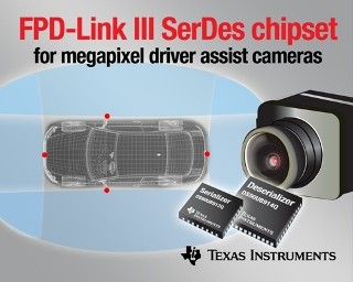 TI、車載カメラ向け転送用FPD-Link IIIチップセットを発表