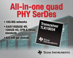 TI、各種の10GbE規格などに対応が可能な4チャネル内蔵トランシーバを発表