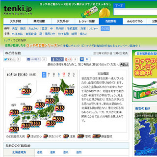 日本気象協会、ドライレベルがわかる「ロッテのど飴指数」を提供