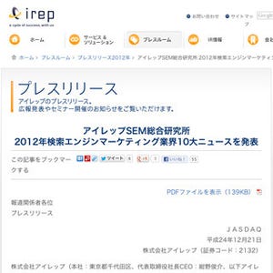 2012年、検索エンジンマーケティング業界の10大ニュース - アイレップ