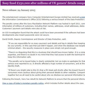 2011年のソニー PSN個人情報流出、英データ保護当局が25万ポンドの罰金命令