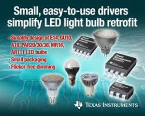 TI、レトロフィット電球の設計を簡素化するLEDドライバ製品を発表