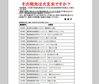 警察庁、現金詐欺に使われた住所22件を公表