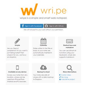 PC・スマホで使える無料のメモ帳Webアプリ「wri.pe」提供開始