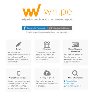 PC・スマホで使える無料のメモ帳Webアプリ「wri.pe」提供開始