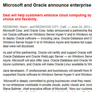 OracleとMicrosoftがクラウドで提携 - AWS対抗で宿敵が手を結ぶ