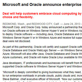 OracleとMicrosoftがクラウドで提携 - AWS対抗で宿敵が手を結ぶ