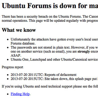 ubuntuforums.orgに不正アクセス、ユーザー名やメールアドレスが流出