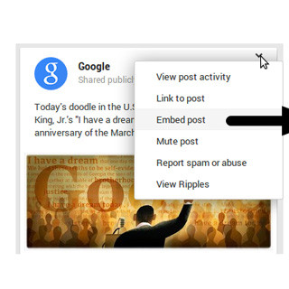 Google＋に投稿記事埋め込み機能が登場