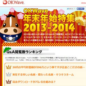 OKWave、2013年の閲覧ランキングを発表 - トップは30代の平均貯蓄額