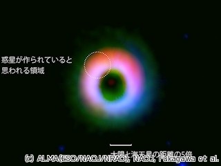 アルマ望遠鏡、原始惑星系円盤内で惑星が誕生しつつある強力な証拠を観測