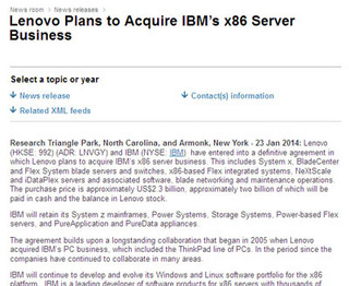 米IBM、x86サーバ事業をLenovoに23億ドルで売却 - Power Systemなどは保有