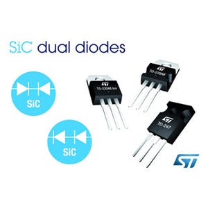 ST、650V耐圧のデュアル構成を採用したSiCショットキー・ダイオードを発表