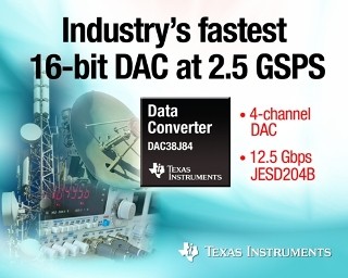 TI、JESD204Bインタフェースをサポートする2.5GSPS 16ビットDACを発表