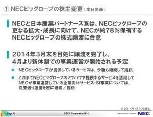 NEC、ビッグローブの全株式を譲渡