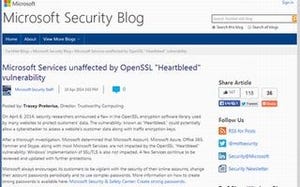 MicrosoftサービスはHeartbleedの影響を受けない - マイクロソフト発表