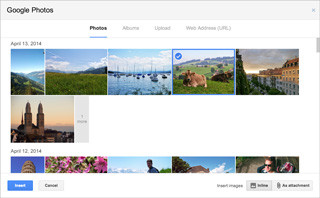 Gmail、Google+フォトと連携する「写真を挿入」機能追加
