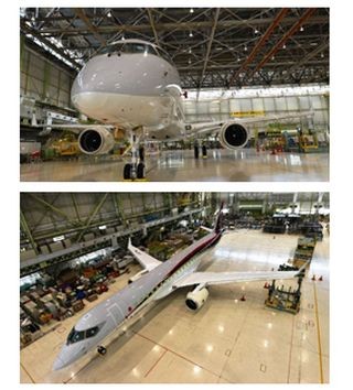 三菱航空機、次世代旅客機MRJの試験機にエンジンを搭載 - 初飛行は来年に