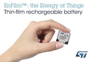 ST、厚さ0.25mm未満の充電式バッテリ「EnFilm」の限定生産を開始
