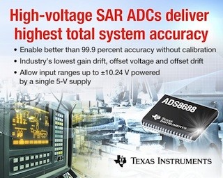 TI、高いシステム精度のマルチチャネル産業機器向け高耐圧SAR型ADCを発表