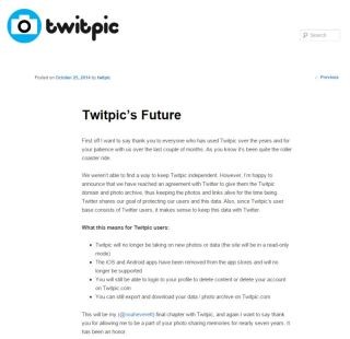 サービス終了のTwitpicがTwitterとデータの保護で合意 - 新規投稿は終了