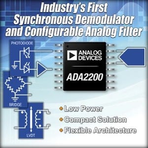 ADI、設定可能アナログフィルタ付き同期式復調器「ADA2200」を発表