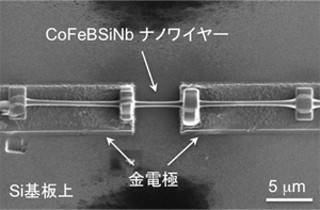 東北大、アモルファス合金ナノワイヤを用いた磁気センサ素子を開発