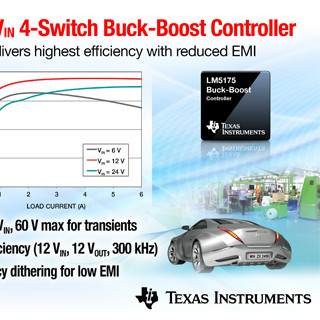 TI、産業/車載機器向け4スイッチ同期整流方式昇降圧DC/DCコントローラを発表