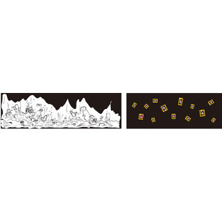 東京都・大手町でしりあがり寿による「崩と回」展- 大型墨絵と回転する絵画