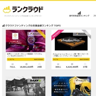 国内のクラウドファンディングを比較できるランキングサイトが登場